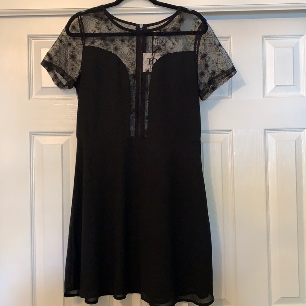 True decadence black lace detail dress